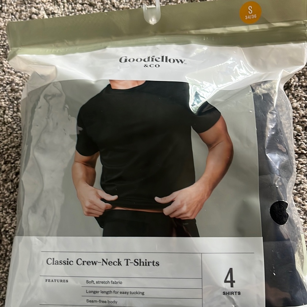 Brand new in package.  Goodfellow Classic Crew Neck  Tshirts Pack of 4